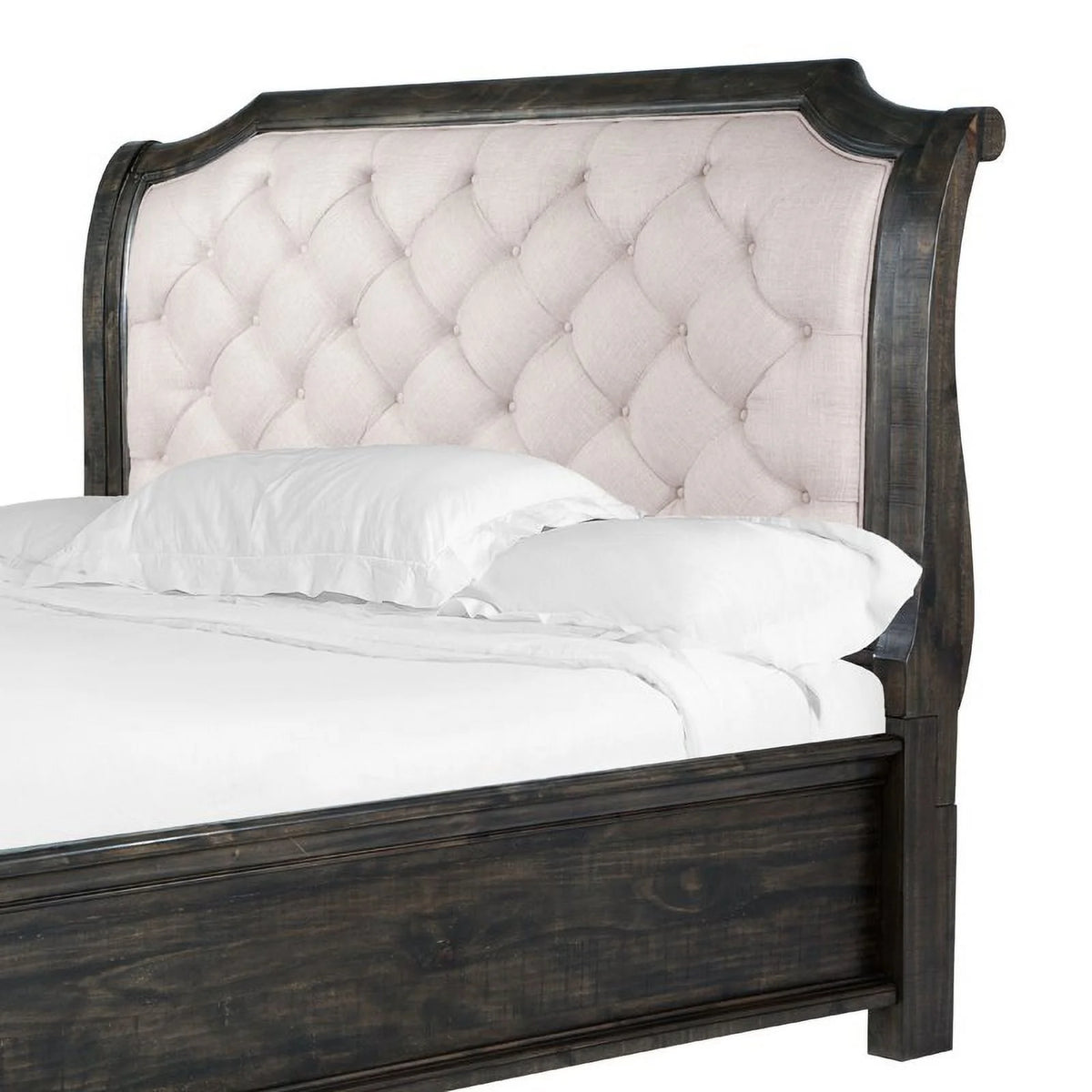 King Sleigh Headboard in White & Espresso T9856