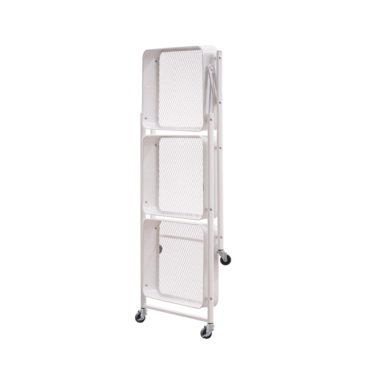 3 Tier Rolling Metal Utility Cart with Wheels, White M14853
