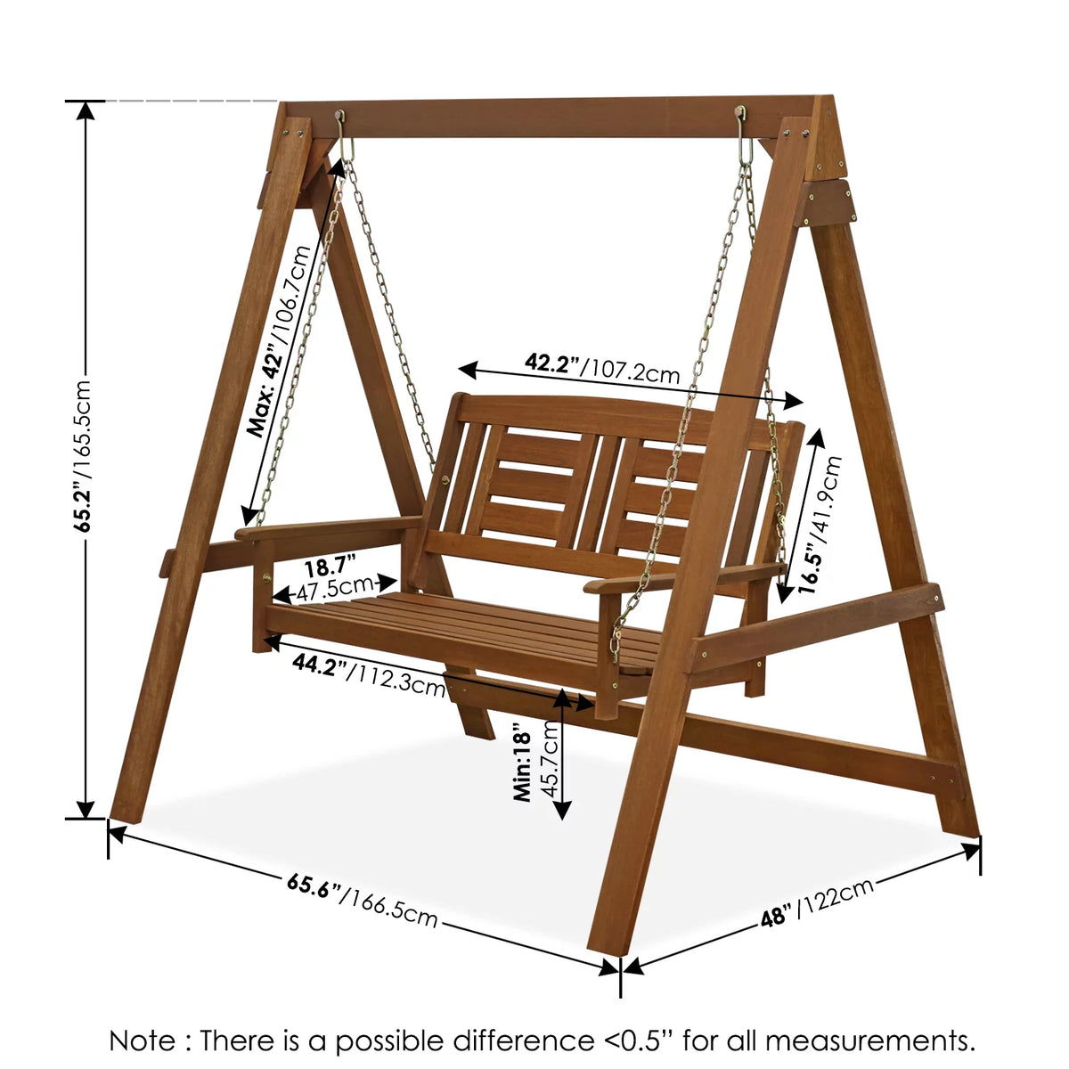 Hardwood Hanging Porch Swing with Stand T31265