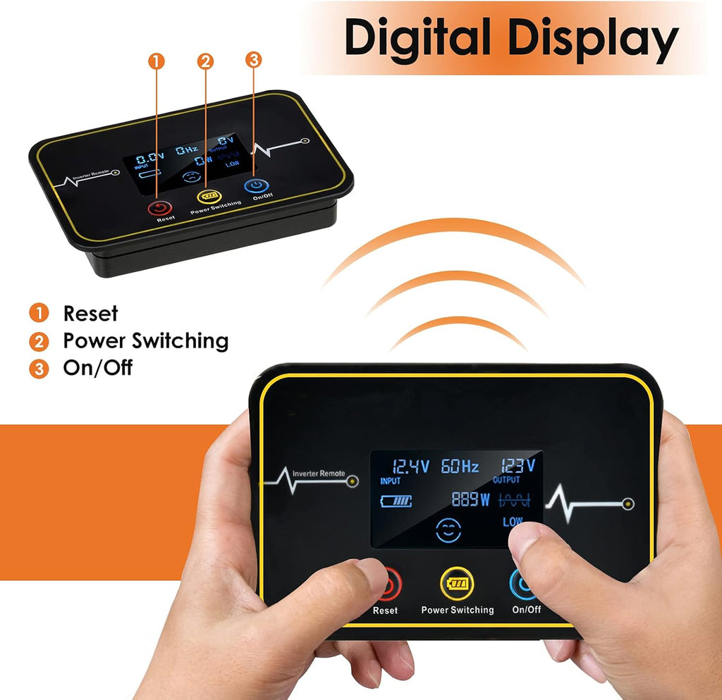 2000W Power Inverter DC 12V to AC 110V with Triple AC Outlets 1 USB Port L6462
