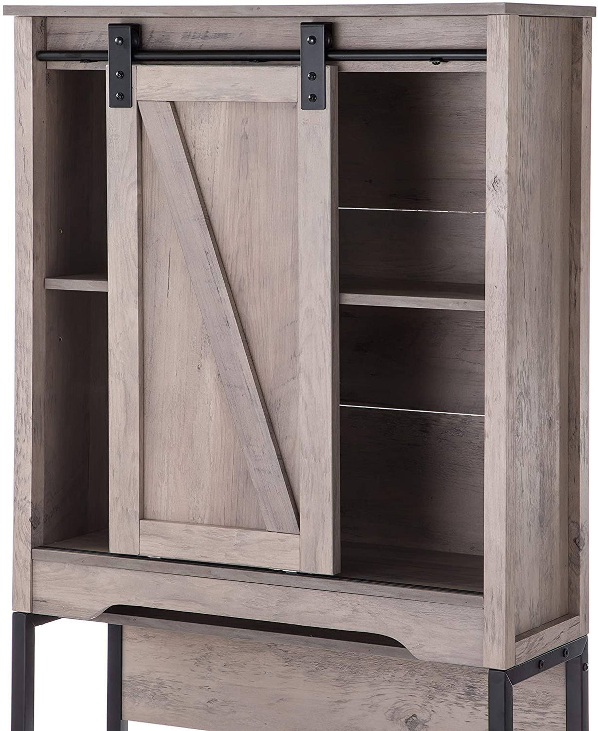 Over The Toilet Bathroom Cabinet and Shelf with Sliding Barn Door T536