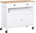 White Rolling Kitchen Island Cart with Drawer Z704141