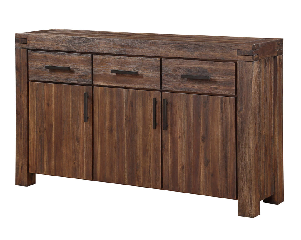 8PC Rectangle Table 6 Water Hyacinth Chair Sideboard Dining Set Acacia Rustic Brown K39215