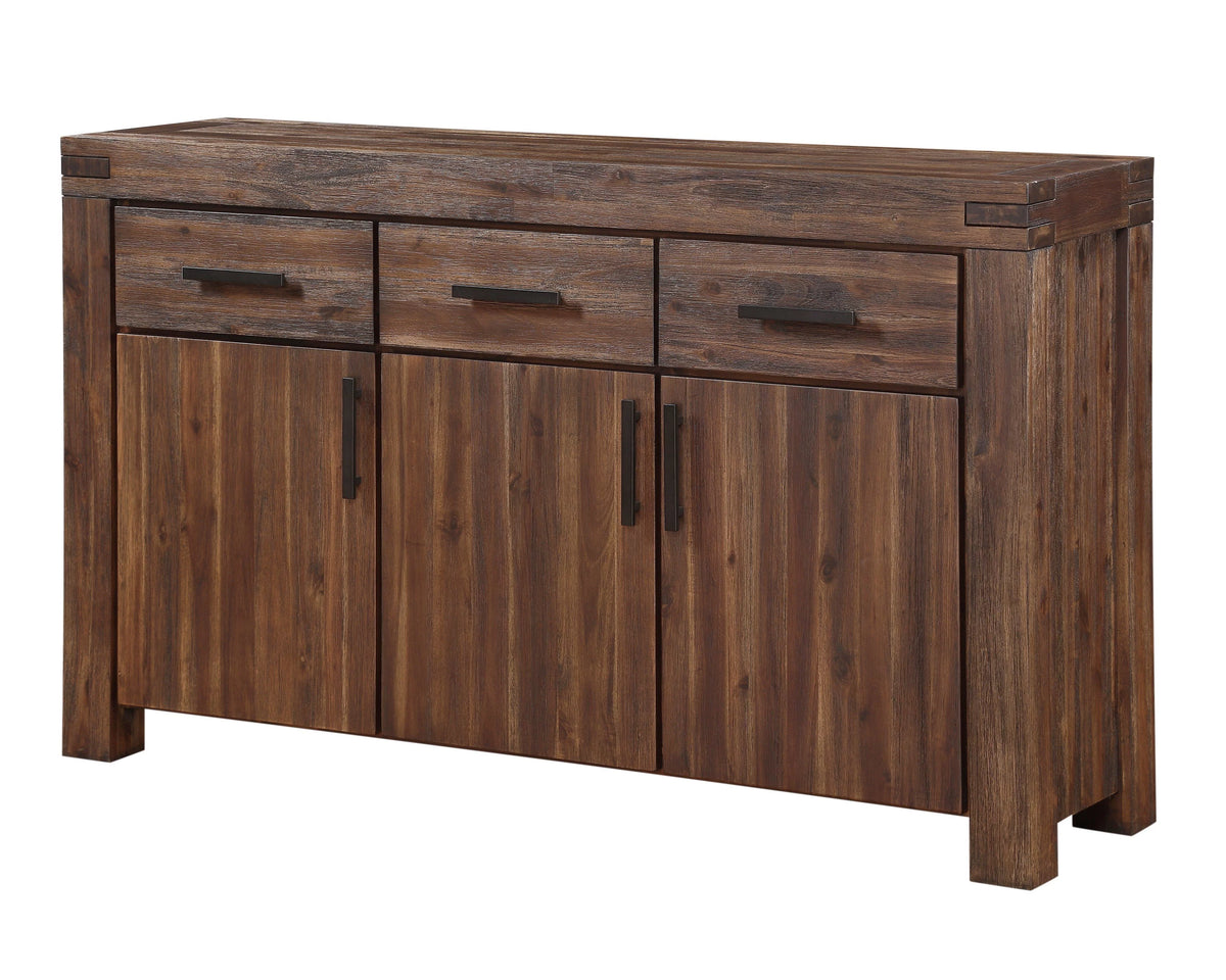 8PC Rectangle Table 6 Water Hyacinth Chair Sideboard Dining Set Acacia Rustic Brown K39215