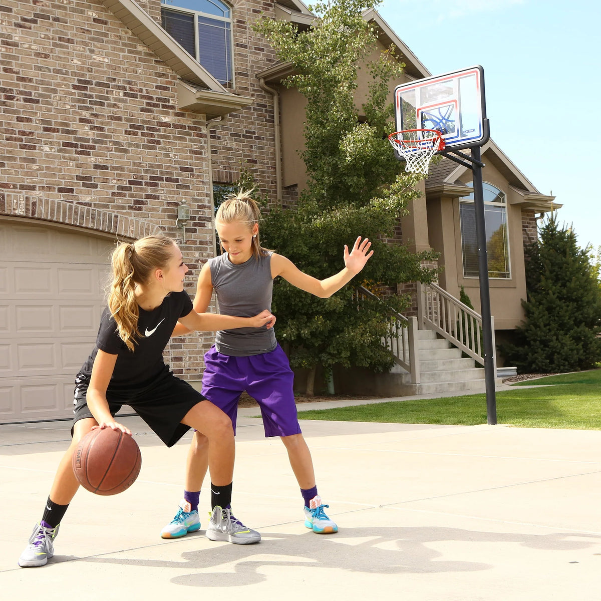 Adjustable Inground Basketball Hoop 44 inch Polycarbonate D42578
