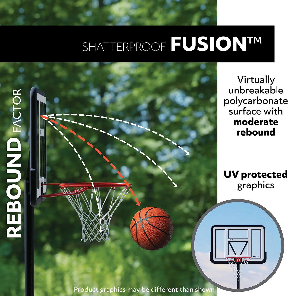 Adjustable Inground Basketball Hoop 44 inch Polycarbonate D42578