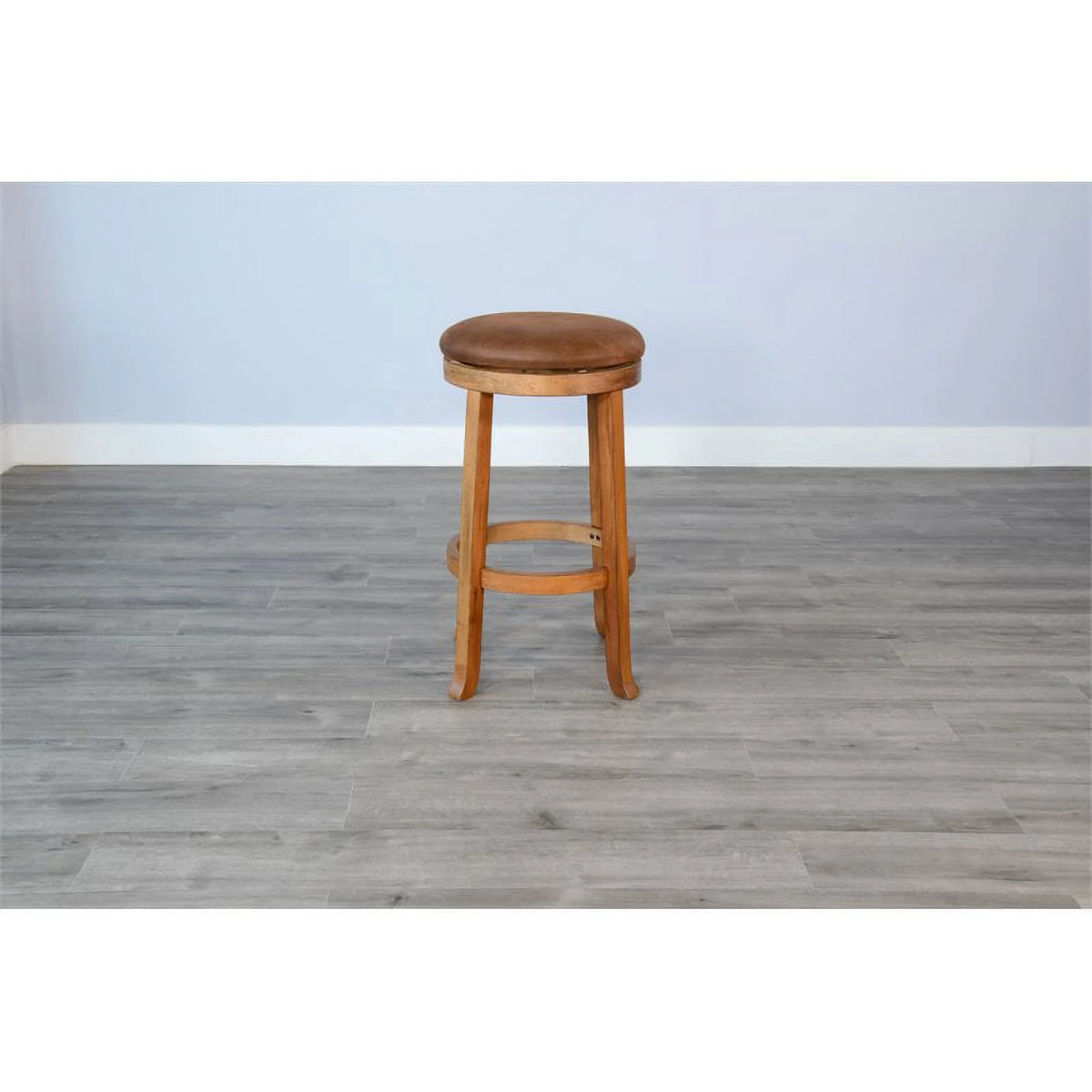 24" Mahogany Wood Backless Swivel Stool Set of 2 Y479903