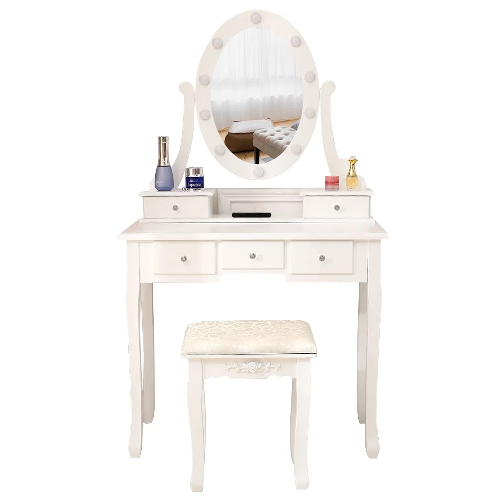 White 5 Drawer Dressing Table A9878