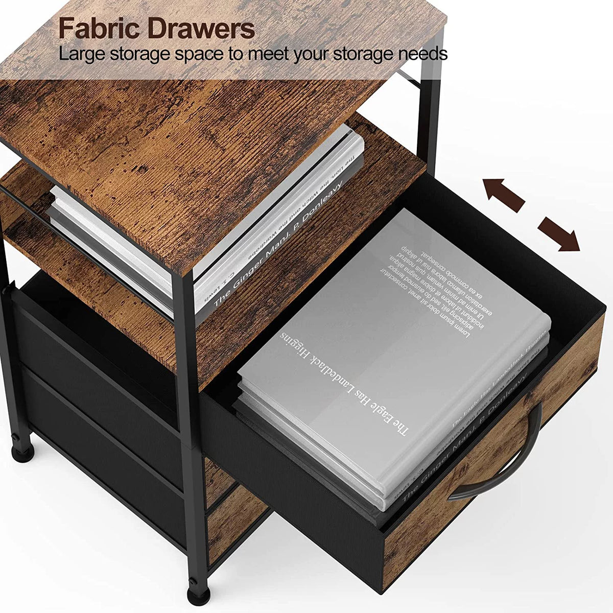 Brown 3 Drawer Wood Nightstand J7386