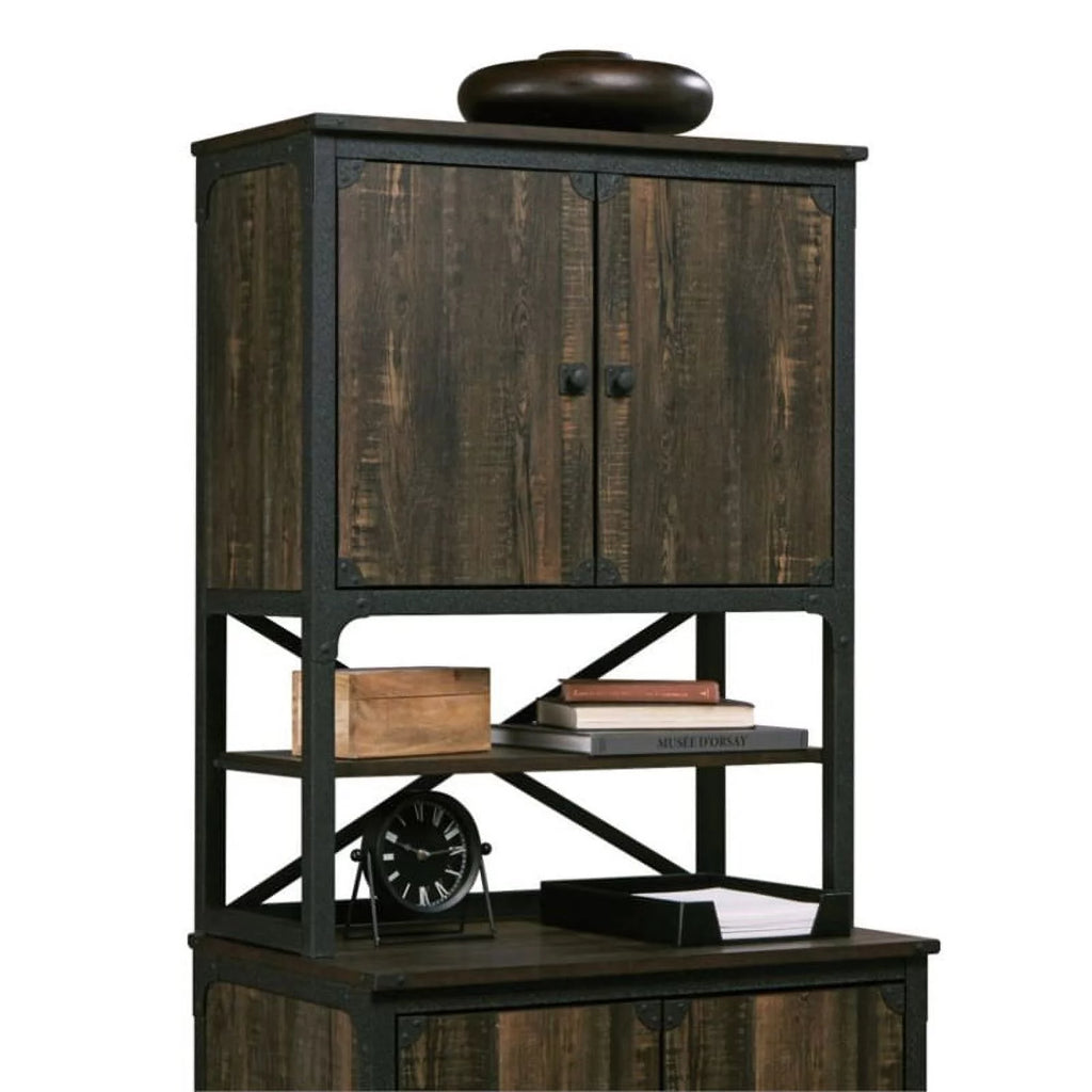 Engineered Wood Library Hutch in Carbon Oak Finish L1213