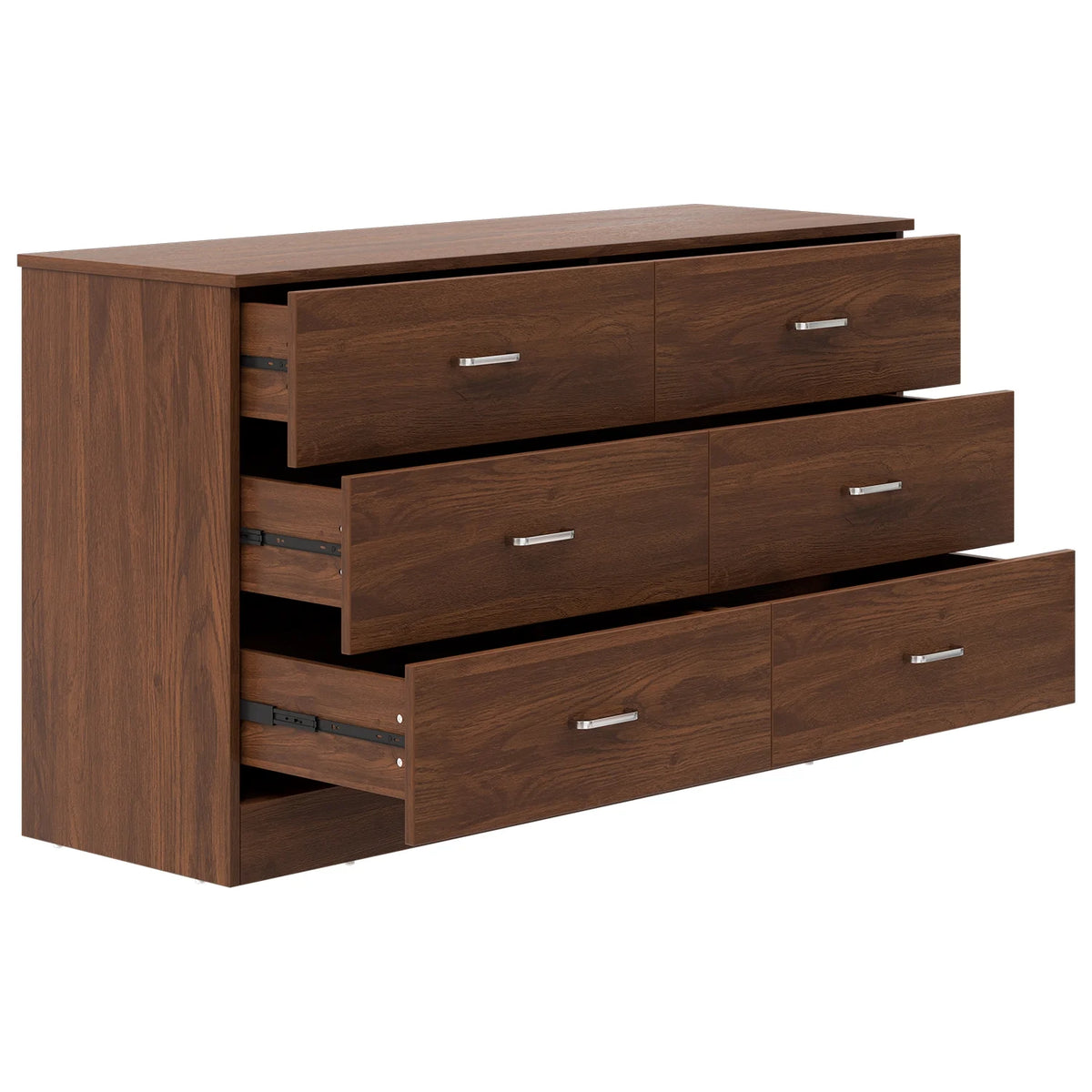 Black 6 Drawer Wood Double Dresser A1376