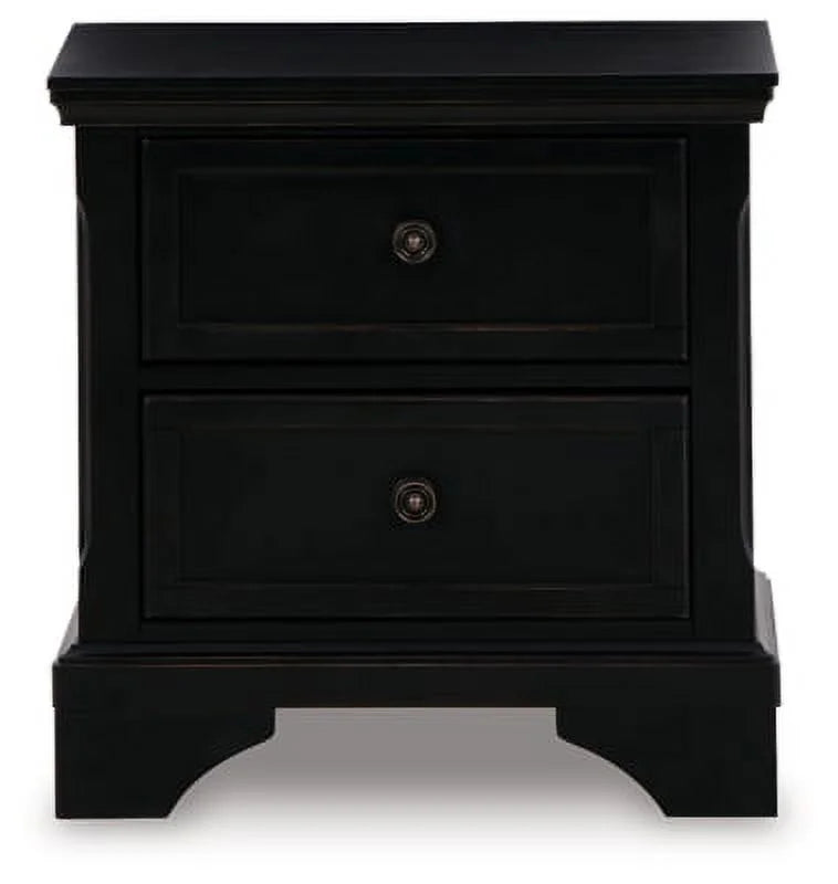 Black 2 Drawer Nightstand X18173