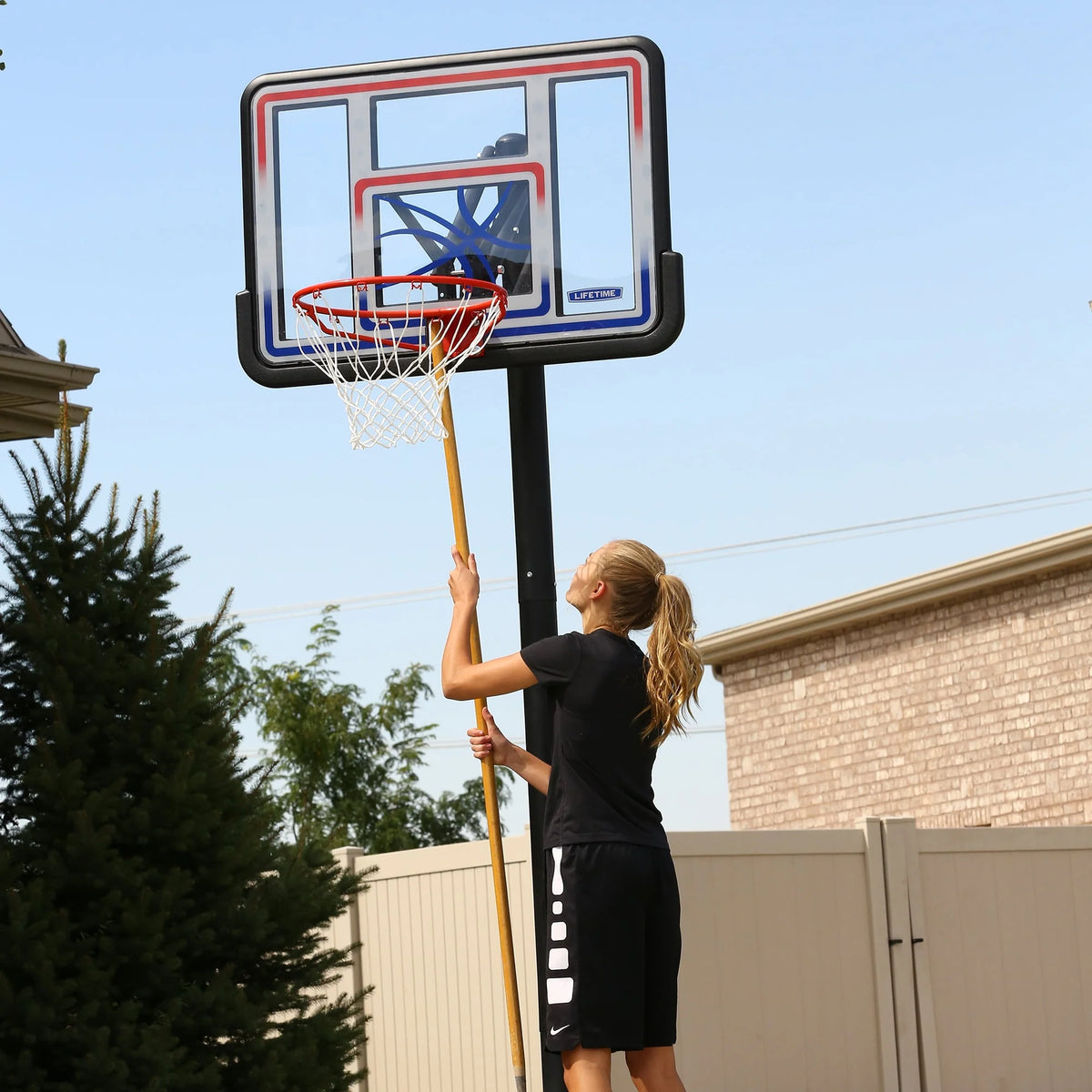 Adjustable Inground Basketball Hoop 44 inch Polycarbonate D42578