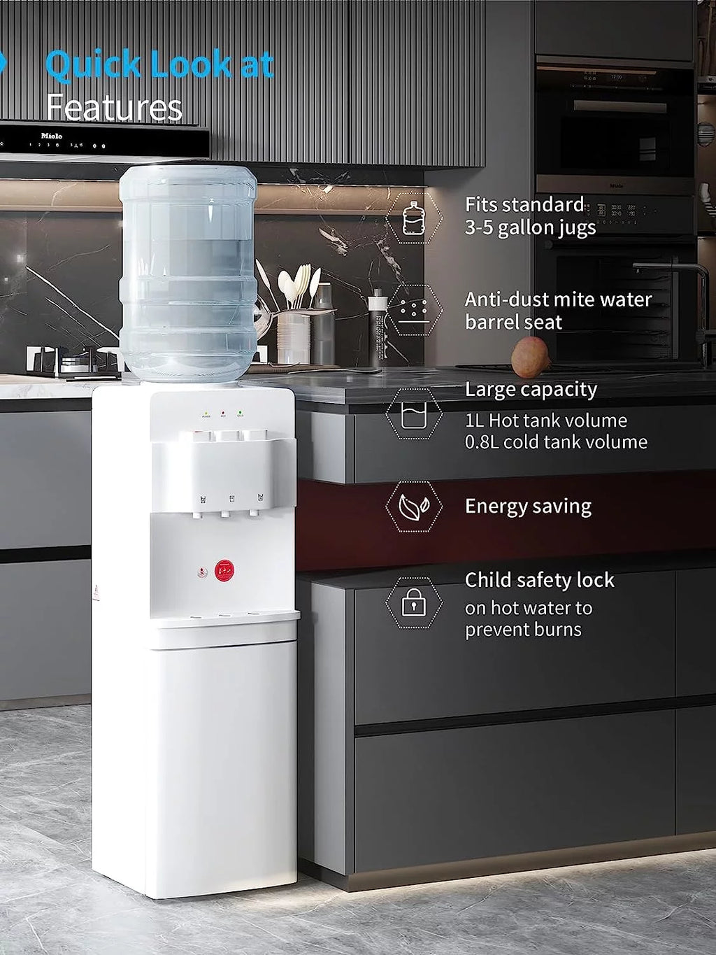Top Loading Hot & Cold Water Cooler Dispenser White X61347