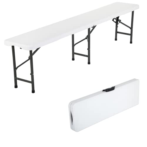 6FT Folding Bench with Carrying Handle, White F886371