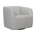 Dove Gray Genuine Leather Swivel Barrel Chair W909