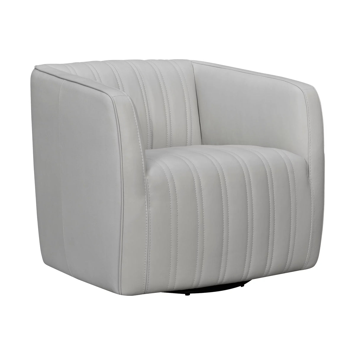Dove Gray Genuine Leather Swivel Barrel Chair W909