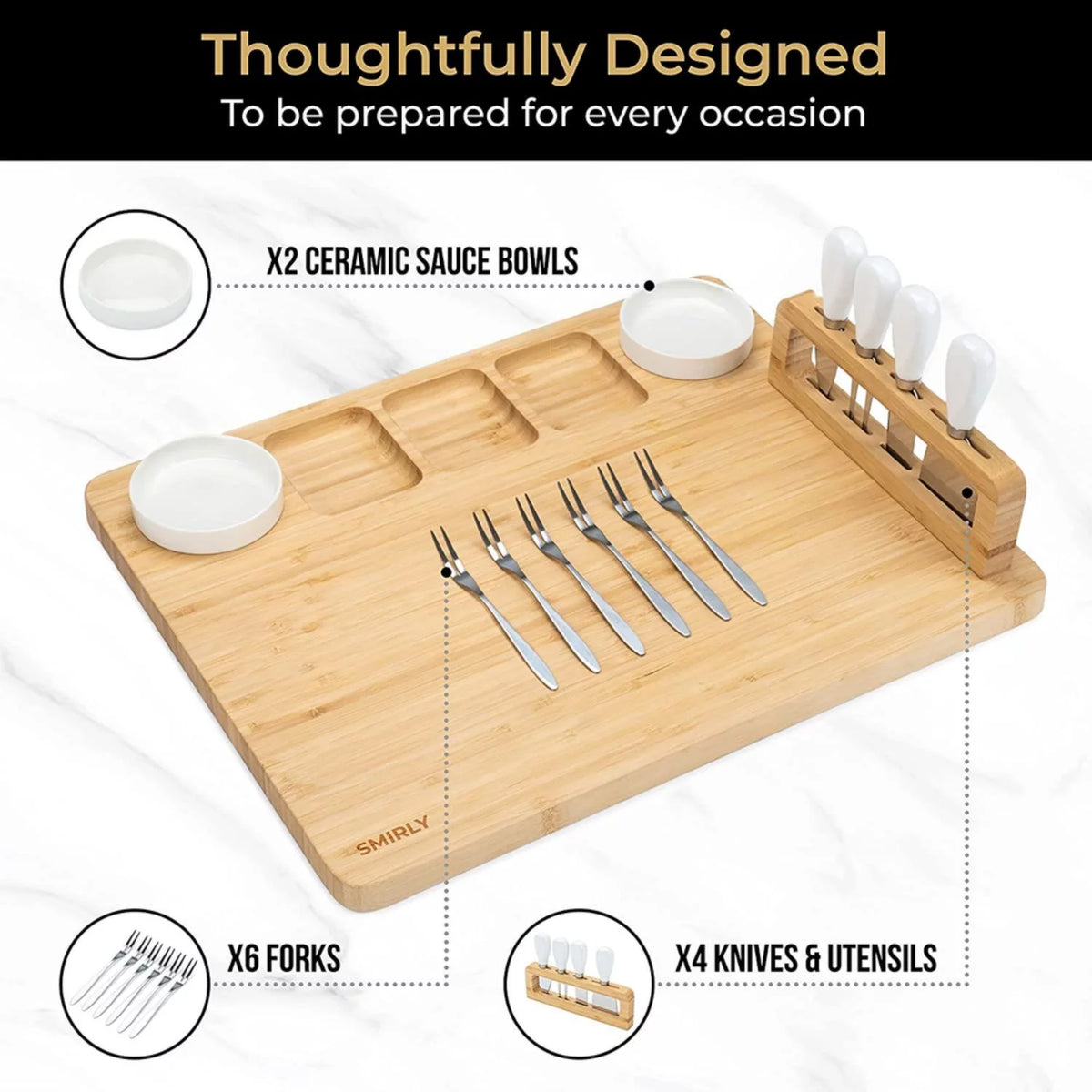 Wooden Bamboo Charcuterie Board Set F42920