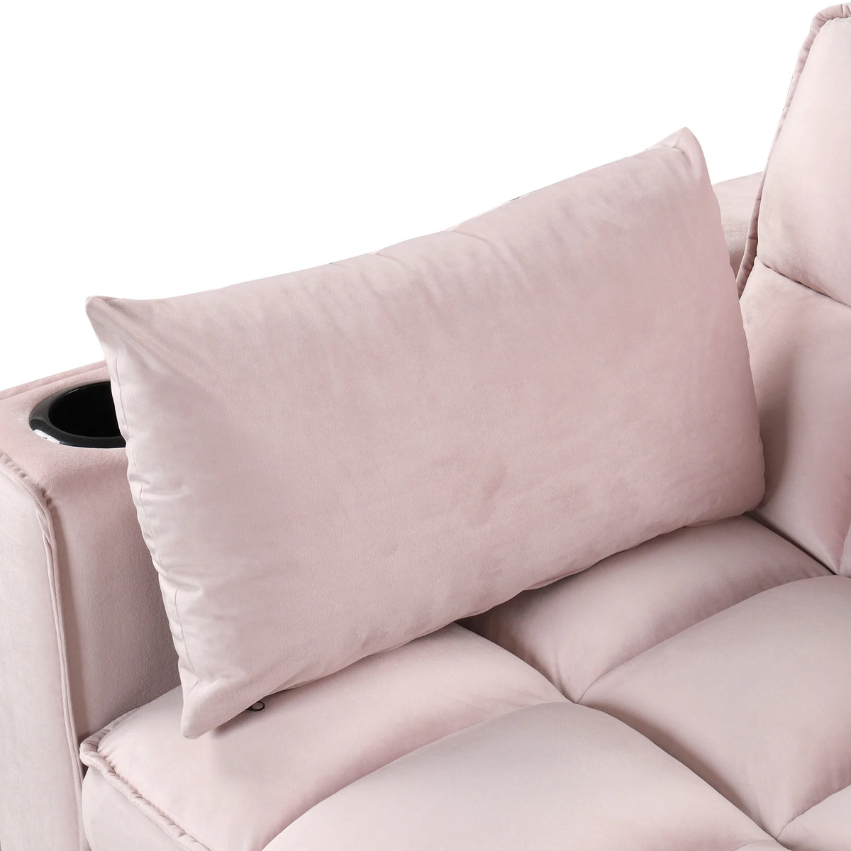 Convertible Sleeper Sofa Bed with Cup Holder and USB Charging Ports P7290