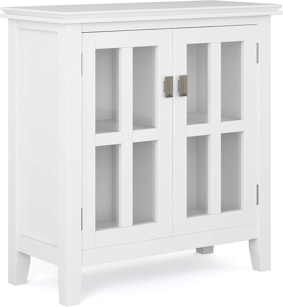 White 30 inch Low Storage Cabinet with 2 Glass Doors Y391
