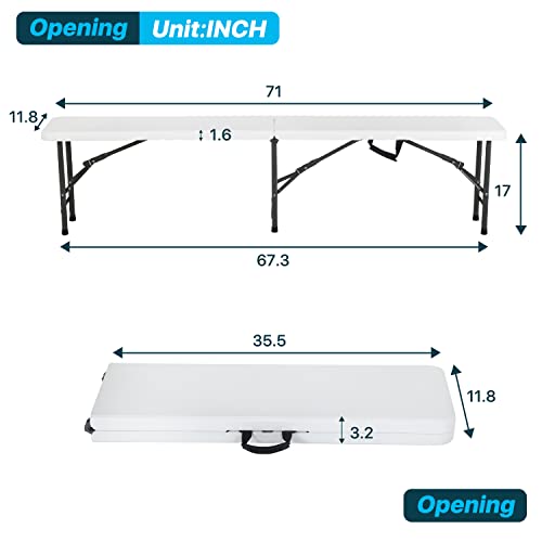 6FT Folding Bench with Carrying Handle, White F886371