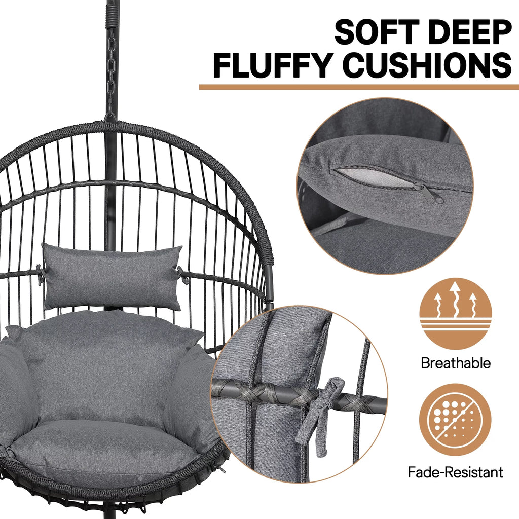 Oversized Dark Gray Hammock Chair with Stand W497