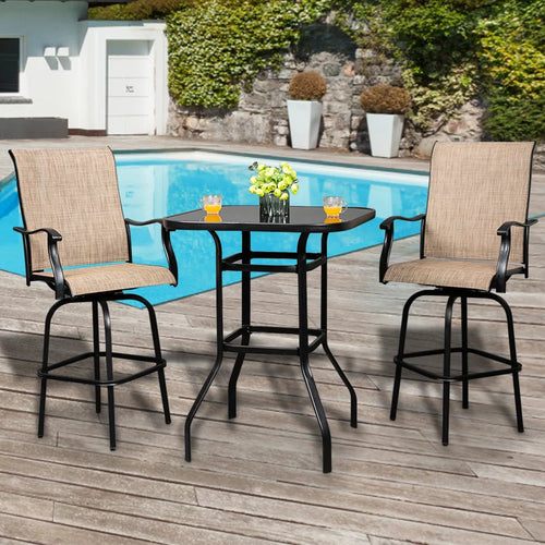 31"x 31" x 40" Black Wrought Iron Glass Bar Table S703