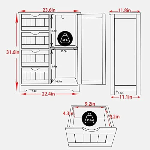 4 Drawer Freestanding Bathroom Cabinet C358071