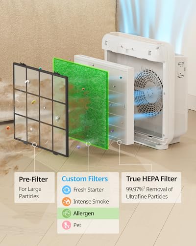 Air Purifier Filter Replacement, 2 Deodorization Filters and 1 True HEPA Filter, Black W46335