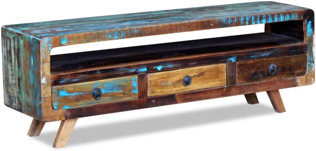 TV Cabinet with 3 Drawers Solid Reclaimed Wood D65729
