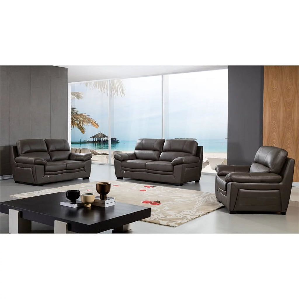 Taupe Brown Italian Leather Chair W674511