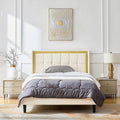 Queen Size Beige Platform Bed Frame F86028