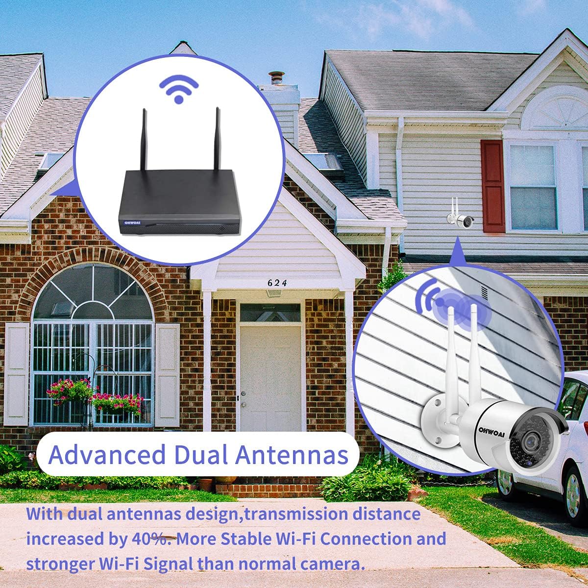 Wireless 8 Channel 1080P NVR Security Camera System with 4TB Hard Drive and 8PCS 1080P IP Cameras P754006