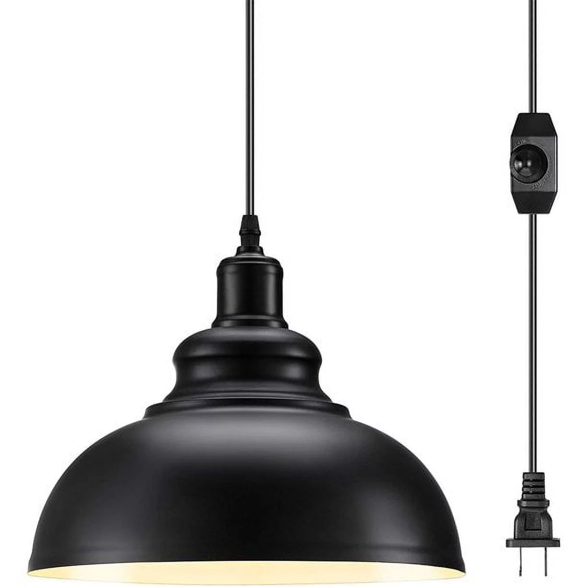 Plug in Barn Pendant Light with Cord Hanging Dome Light Fixture Y664