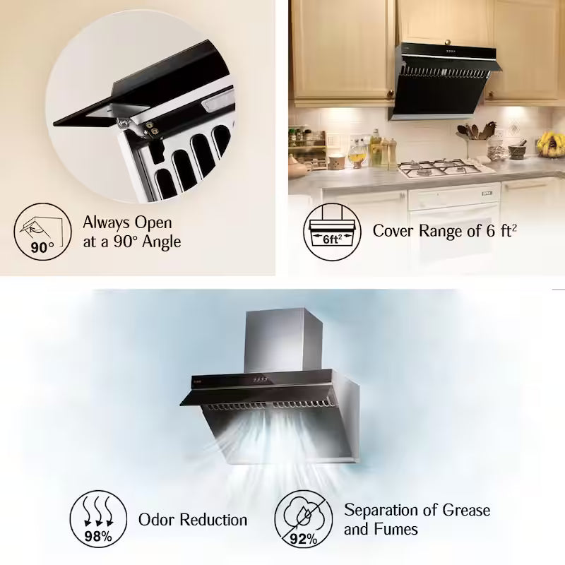 30 in. 850 CFM Under Cabinet or Wall Mount Range Hood with Push Button in Onyx Black I7973