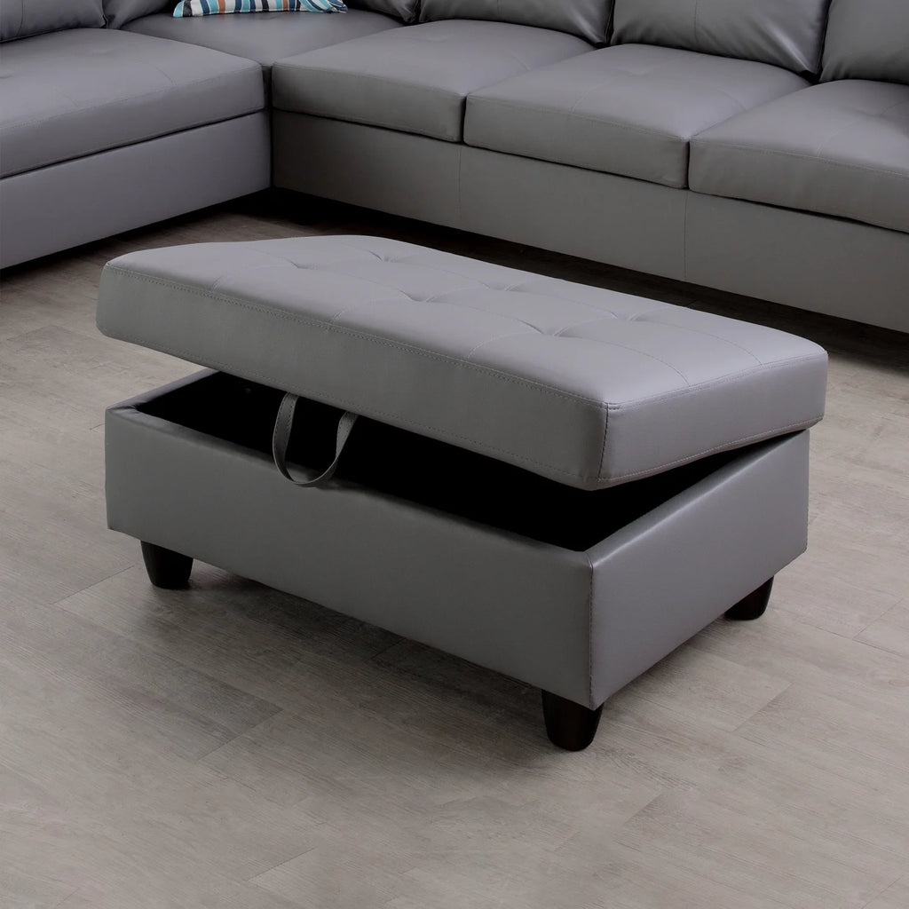 L-Shaped 3-Piece Sectional Sofa Couch, Dark Grey S2716