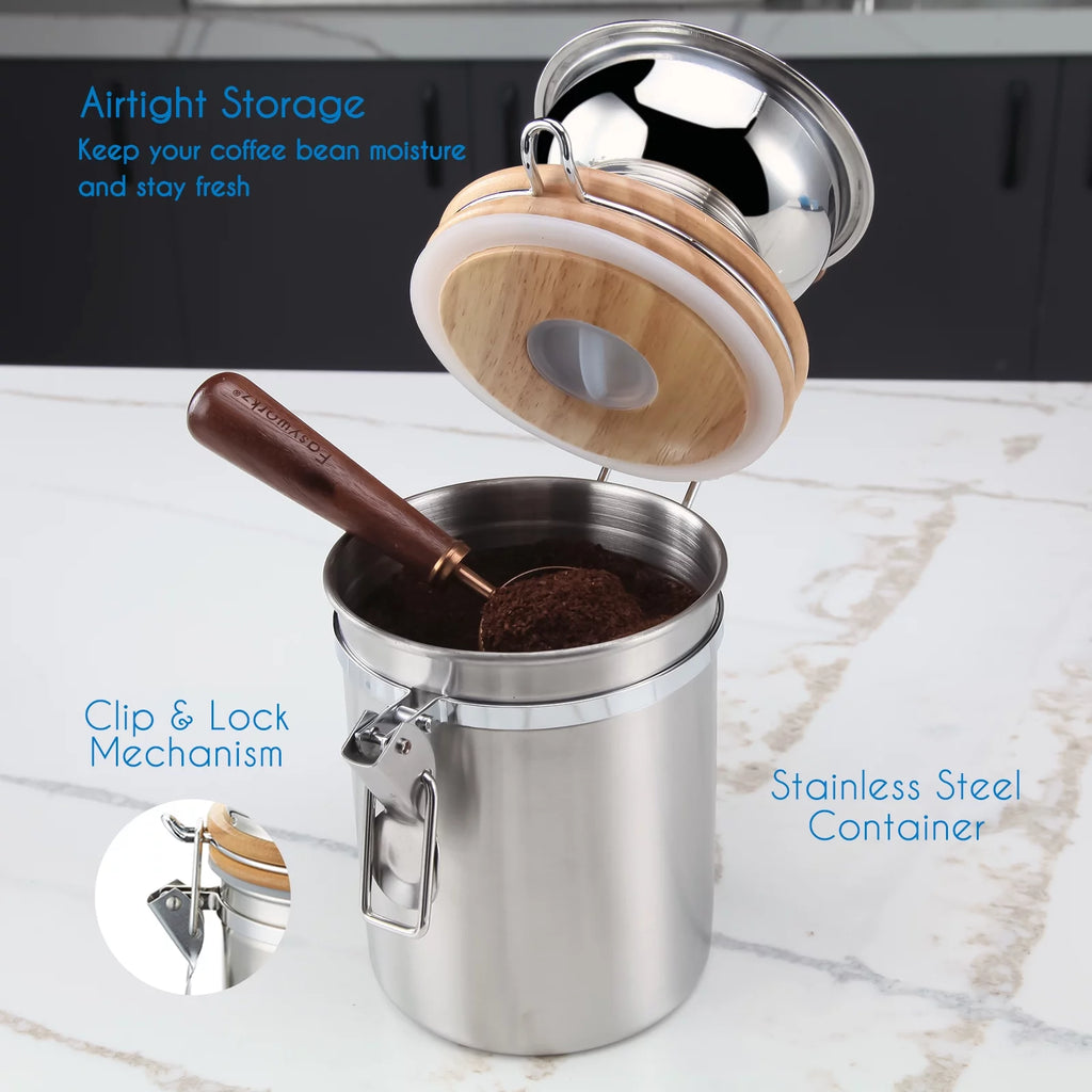 Manual Coffee Grinder with Airtight Canister, Adjustable Stainless Steel Burr S539