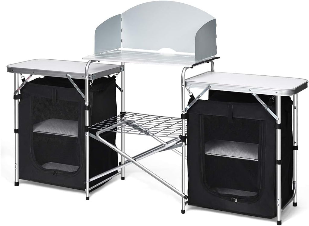 Portable Aluminum Camping Kitchen Table with Sink L735884