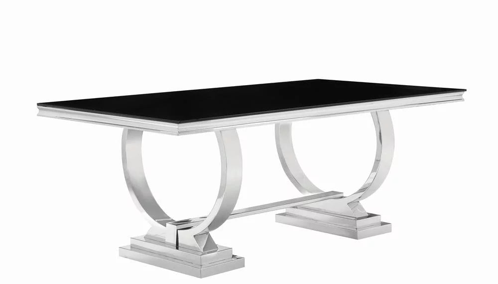 Rectangular Dining Table Chrome and Black L591605