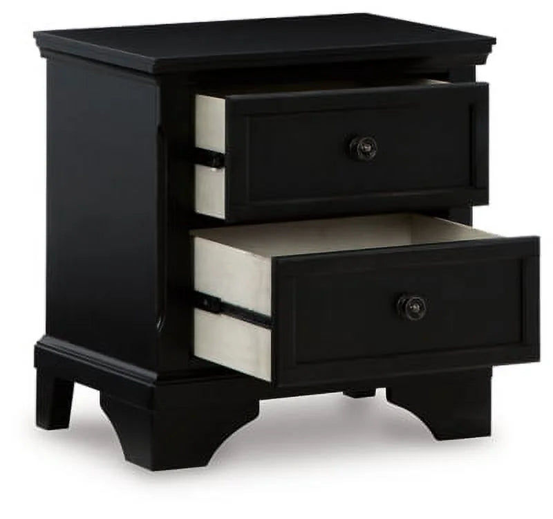 Black 2 Drawer Nightstand X18173