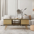 Black and Brown Coffee Table with Open Storage Shelf L439