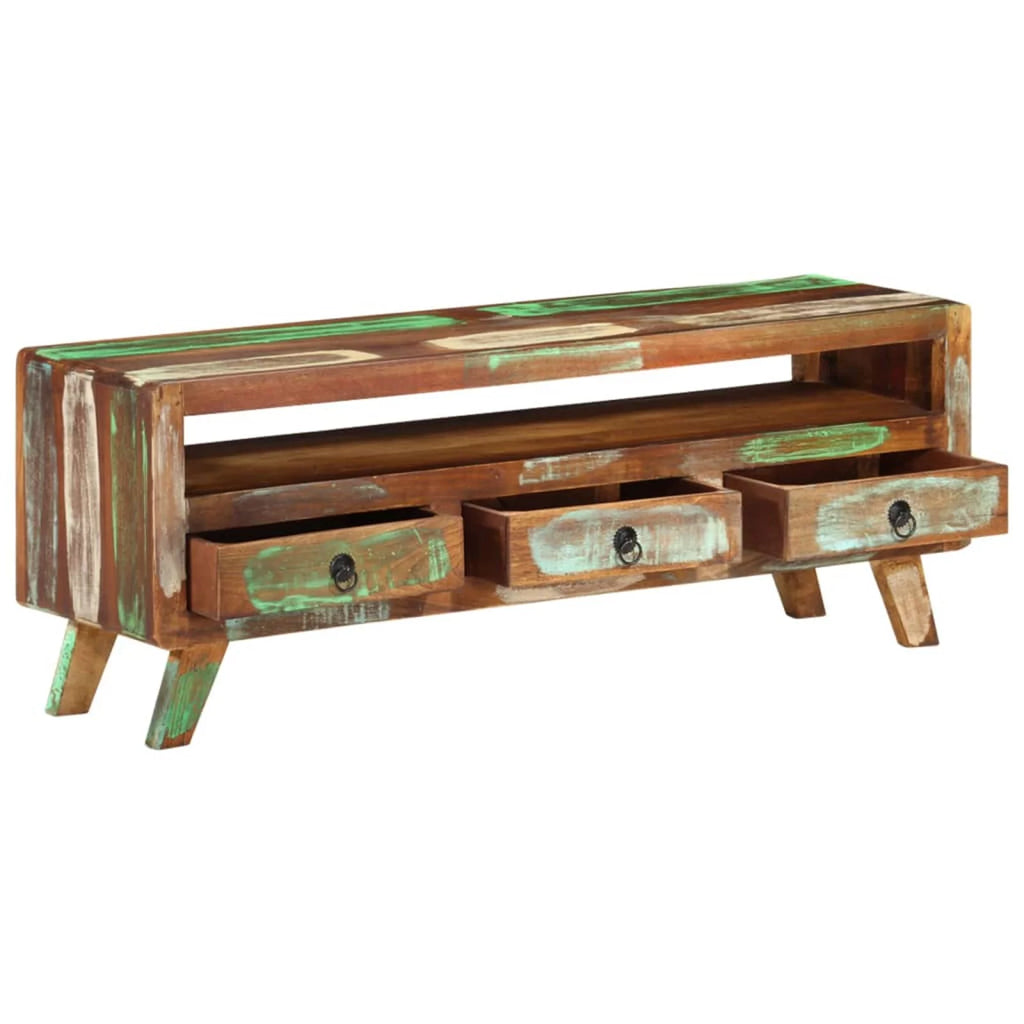 Reclaimed Wood TV Cabinet with 3 Storage Drawers K541