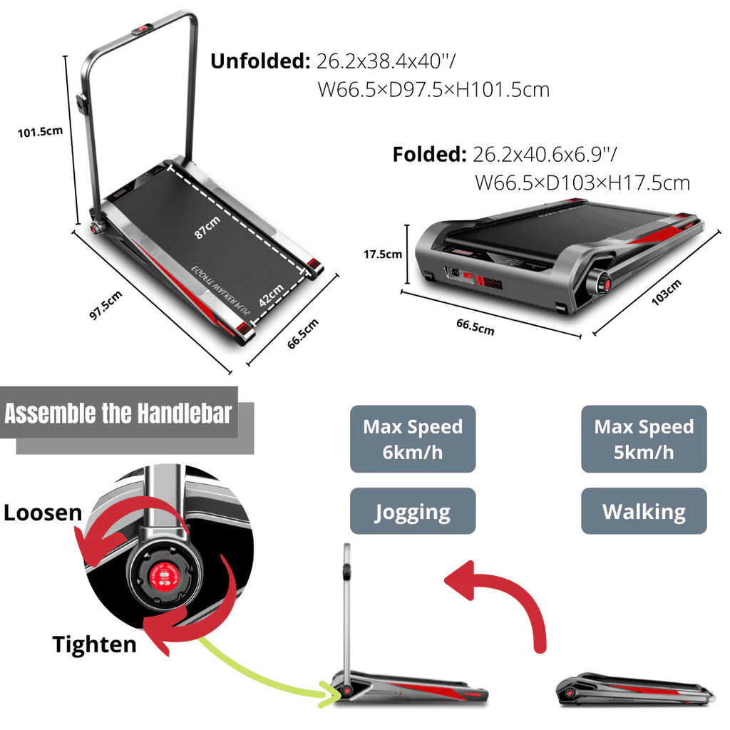 Motorized Folding Walking Treadmill with Handrails X122