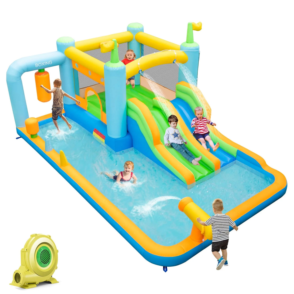 Inflatable Water Slide Park with Double Slides Splash Pool G16858