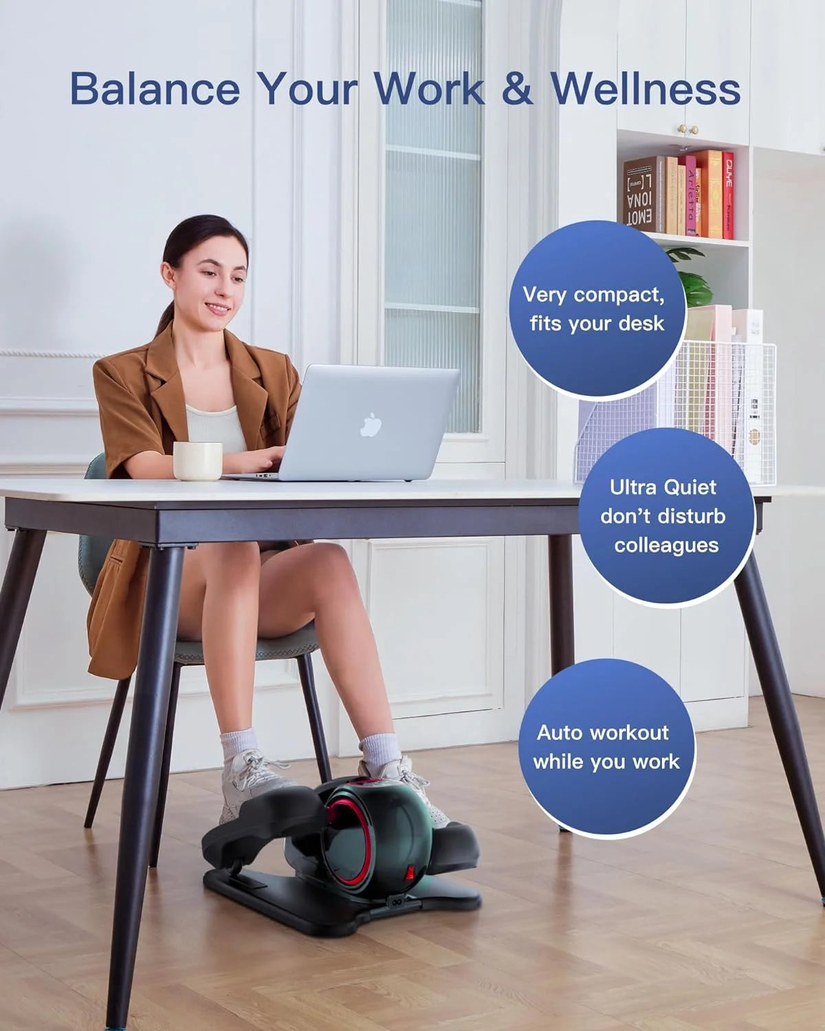 Under Desk Elliptical with Remote Control & Non-Slip Pedals T5821