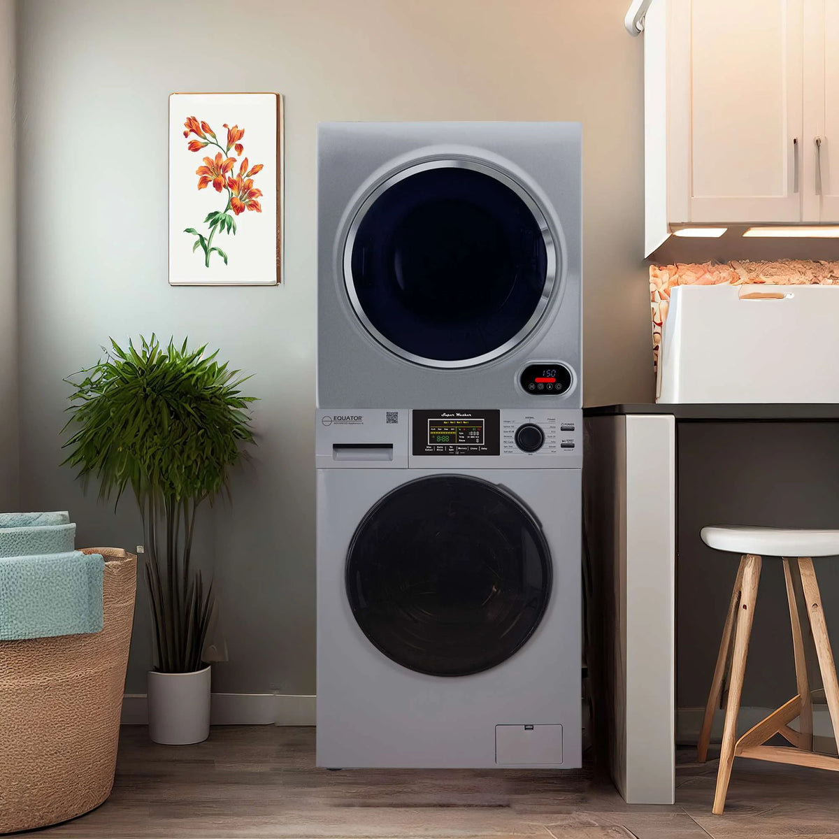 110V 1.6 cf Washer and 3.5 cf Vented Digital Dryer in Silver B465556