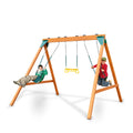 Wooden Swing Set with Two Swings and a Trapeze Y6600
