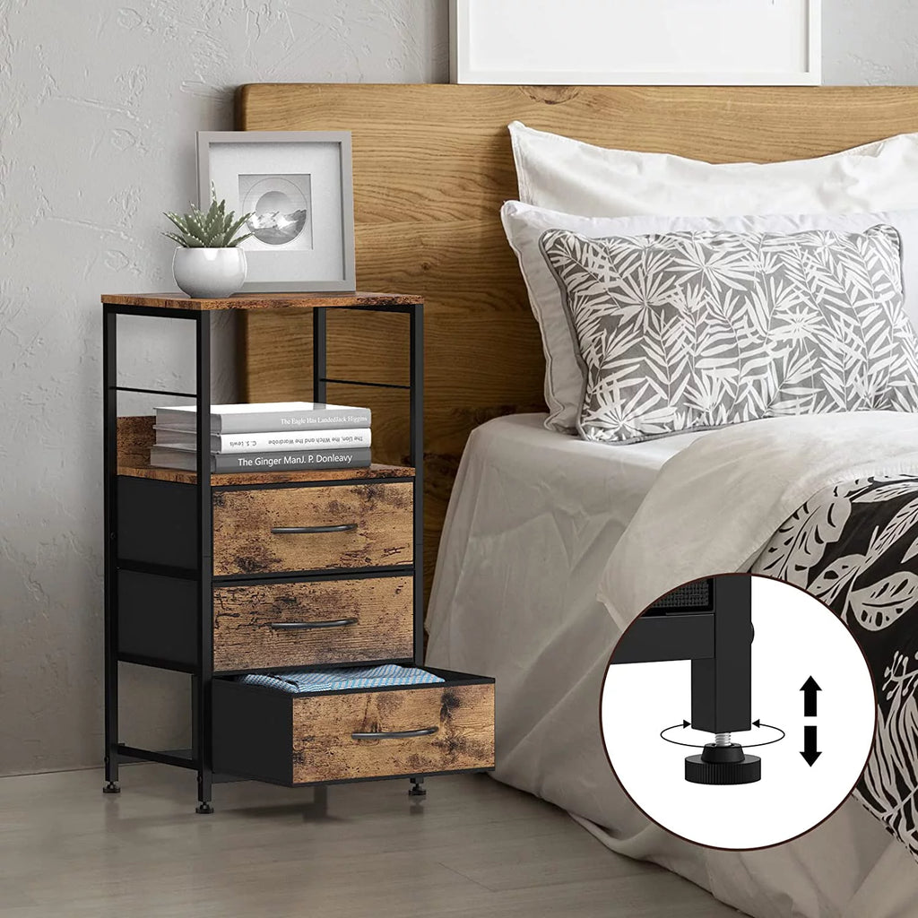 Brown 3 Drawer Wood Nightstand J7386