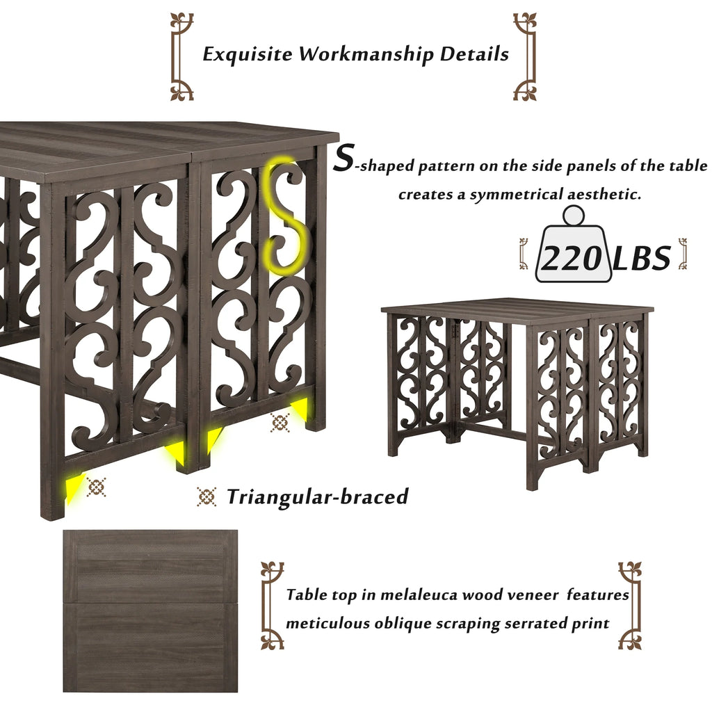 3-Piece Solid Wood Counter Height Dining Set with 2 Saddle Stools Q3491