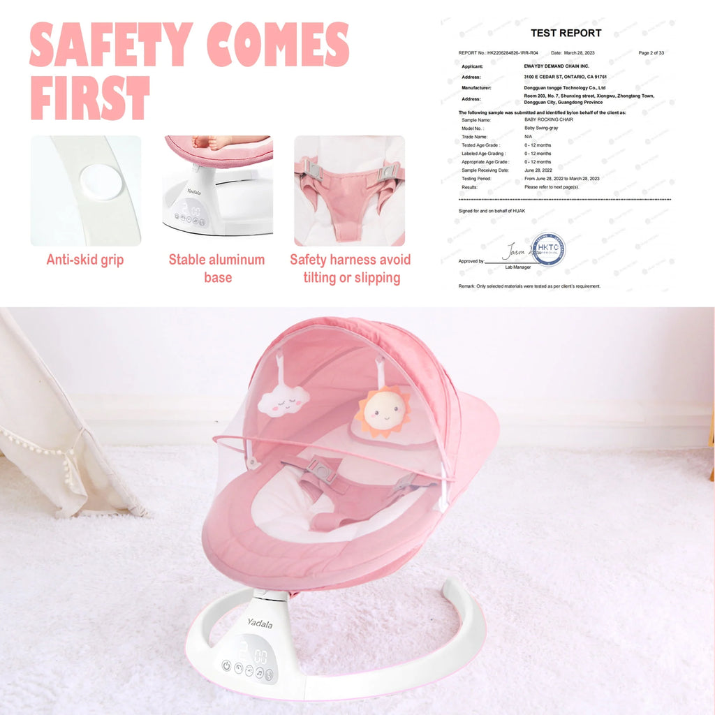 Pink Electric Baby Swing Y16785